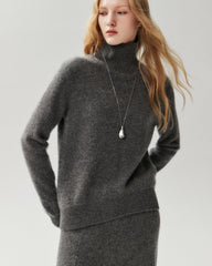 Pull ample en 100 % cachemire à col roulé