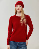 Pull en 100 % cachemire à col rond en maille côtelée