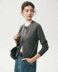 Cardigan boutonné en 100 % laine mérinos