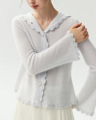 Cardigan à capuche en pur cachemire avec finitions au crochet