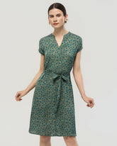 Robe en soie 19 mommes coupe A avec ceinture et pois