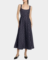 Robe midi en soie 19 mommes coupe trapèze à motif pois