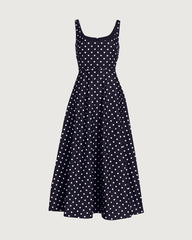 Robe midi en soie 19 mommes coupe trapèze à motif pois