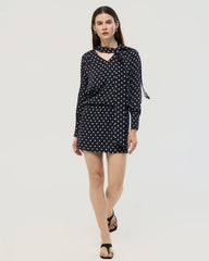 Robe mini moulante en soie 19 mommes à pois