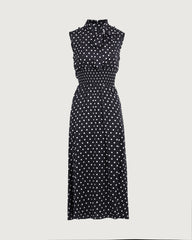 Robe midi en soie 19 mommes à pois avec col montant