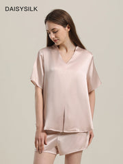 Ensemble de Pyjama en Soie à Manches Courtes et Short