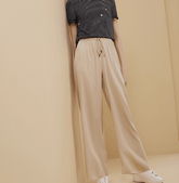 Pantalon de Pyjama en Soie à Jambes Larges et Droites