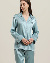 Ensemble de pyjama en soie classique 22Momme Haze Blue