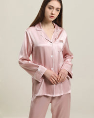Ensemble de pyjama en soie classique 22Momme Rose Pink