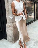 Jupe Maxi en Soie 22 Momme Champagne