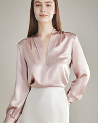 Chemisier en Soie 100 % Rose Pink