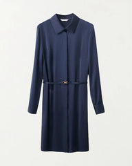 Robe midi en soie 22 momme avec ceinture et manches longues