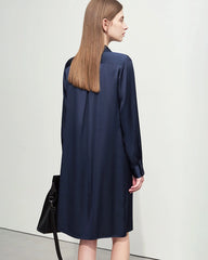 Robe midi en soie 22 momme avec ceinture et manches longues