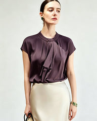 Blouse en soie 22 mommes avec drapé élégant