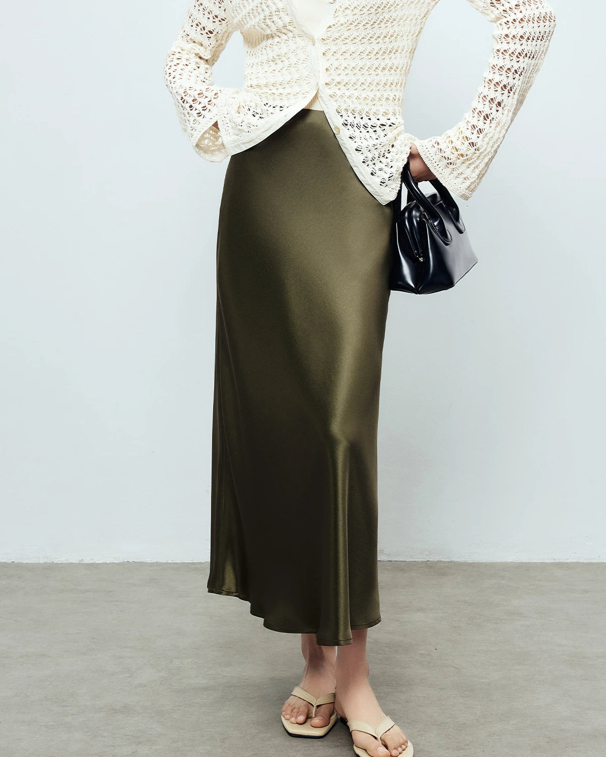 SYLK Jupe maxi noire 100% soie couleur S 8 10 poches UK