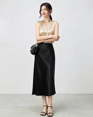 Blouse en soie 22 mommes à col V et plis plissés