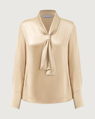 Blouse en soie 22 mommes à col lavallière et manches longues