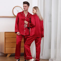 Pajamas en Soie Longs Classiques pour Couple