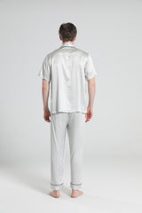 Pyjama en Soie à Manches Courtes pour Homme