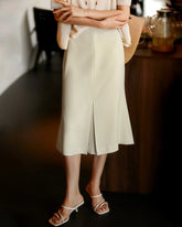 Jupe midi sirène en soie 30 momme avec fente