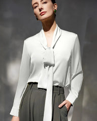 Blouse en soie 30 momme à tie-front