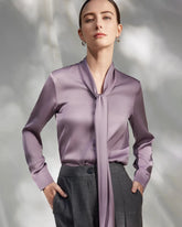 Blouse en soie 30 momme à tie-front
