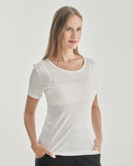 T-shirt en Soie à Col Rond pour Femme
