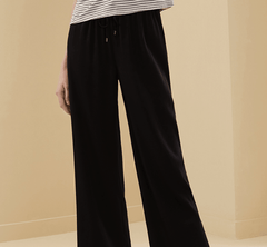 Pantalon de Pyjama en Soie à Jambes Larges et Droites