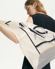 Asymmetric Stripe Print Silk Scarf