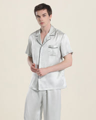 Pyjama en Soie à Manches Courtes pour Homme