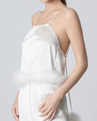 Ensemble Camisole en Soie Décolleté Dos Nu et Jupe Maxi en Soie