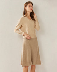 Pull en Cachemire Basique à Col V Coupe Relaxée