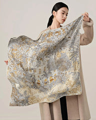 Foulard en soie botanique grand format