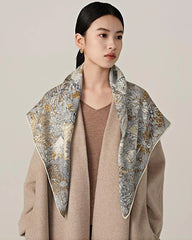 Foulard en soie botanique grand format