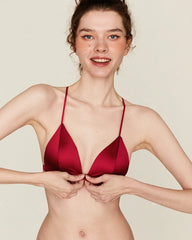 Ensemble soutien-gorge et culotte en soie à fermeture avant sans armature