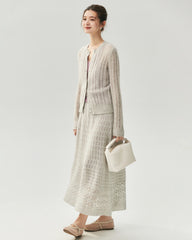 Cardigan en cachemire et soie à maille torsadée