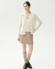 Cardigan en Cachemire et Soie à Col Rond et Double Boutonnage
