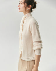 Cardigan en cachemire et soie en maille ajourée