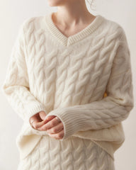 Ensemble pull & jupe torsadé laine-cachemire