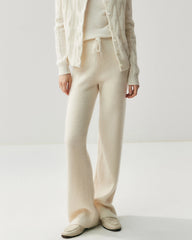 Pantalon droit en laine et cachemire tricoté