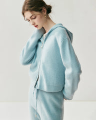 Hoodie zippé et pantalon droit en laine et cachemire