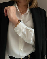 Chemise en Soie à Boutons en Perle pour Femme Ivory
