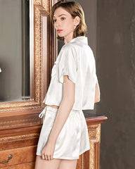 Joli Pyjama Court en Soie Lavable