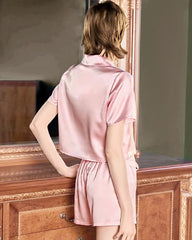 Joli Pyjama Court en Soie Lavable