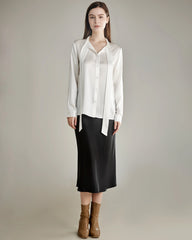 Blouse Élégante en Soie avec Nœud