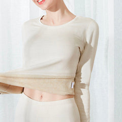 Ensemble Thermique en Soie Extra Chaude pour Femme Beige