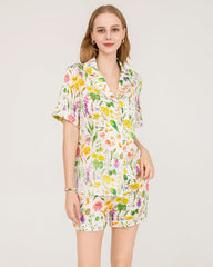 Pyjama en Soie à Imprimé Floral pour Femme