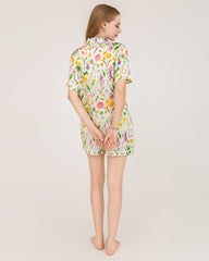 Pyjama en Soie à Imprimé Floral pour Femme