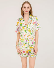 Pyjama en Soie à Imprimé Floral pour Femme