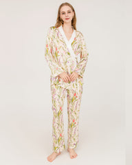 Ensemble de Pyjama en Soie Pure Luxueuse à Imprimé Floral